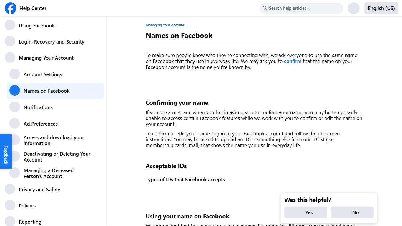 Names on Facebook Facebook Help Center